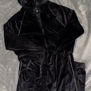 Victoria's Secret Black Velvet Jumpsuit Tracksuit